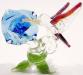 Blue flower & red hummingbird - Next Glass Item
